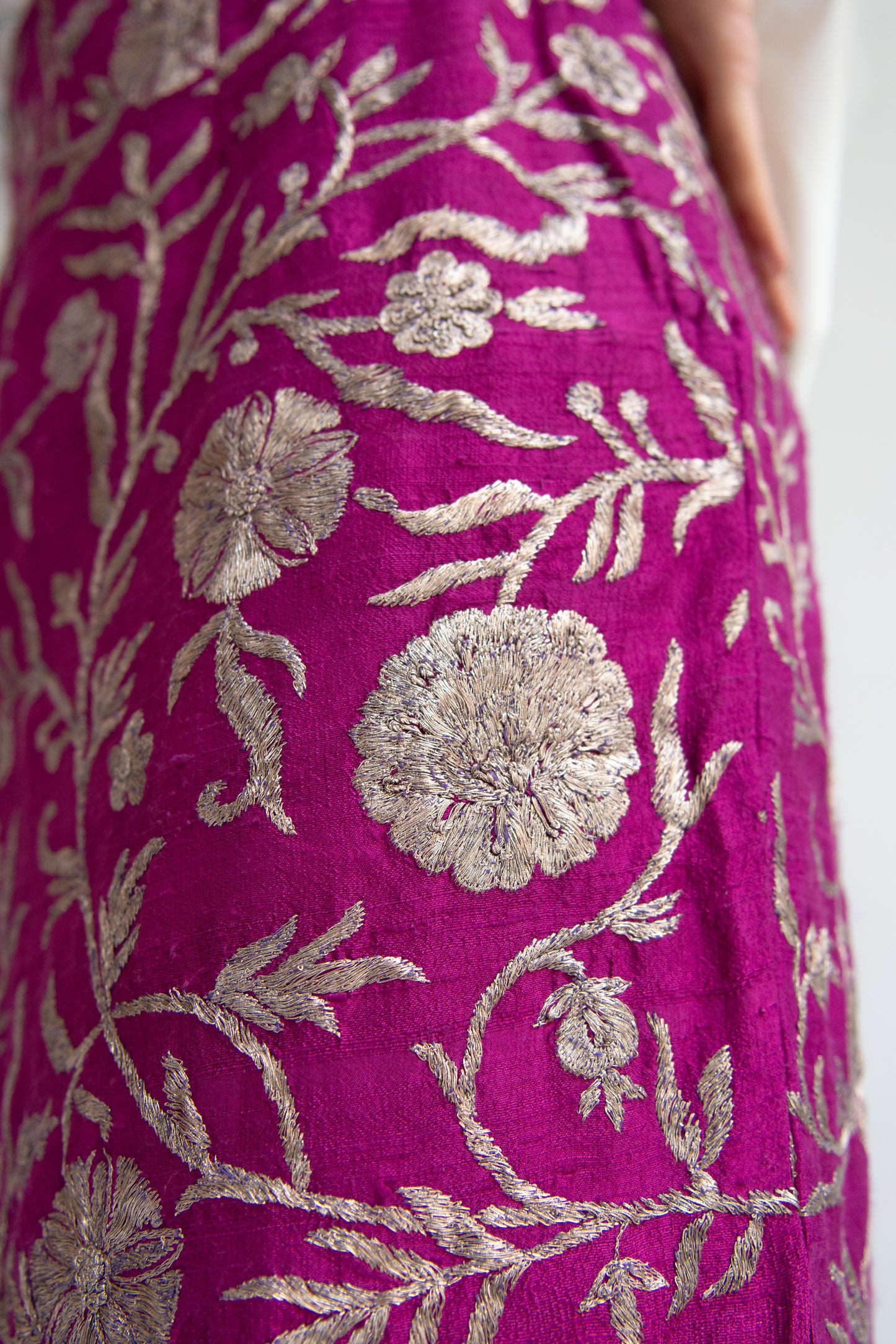 TIGRA TIGRA, Kasab Slip Skirt with Kota, Magenta