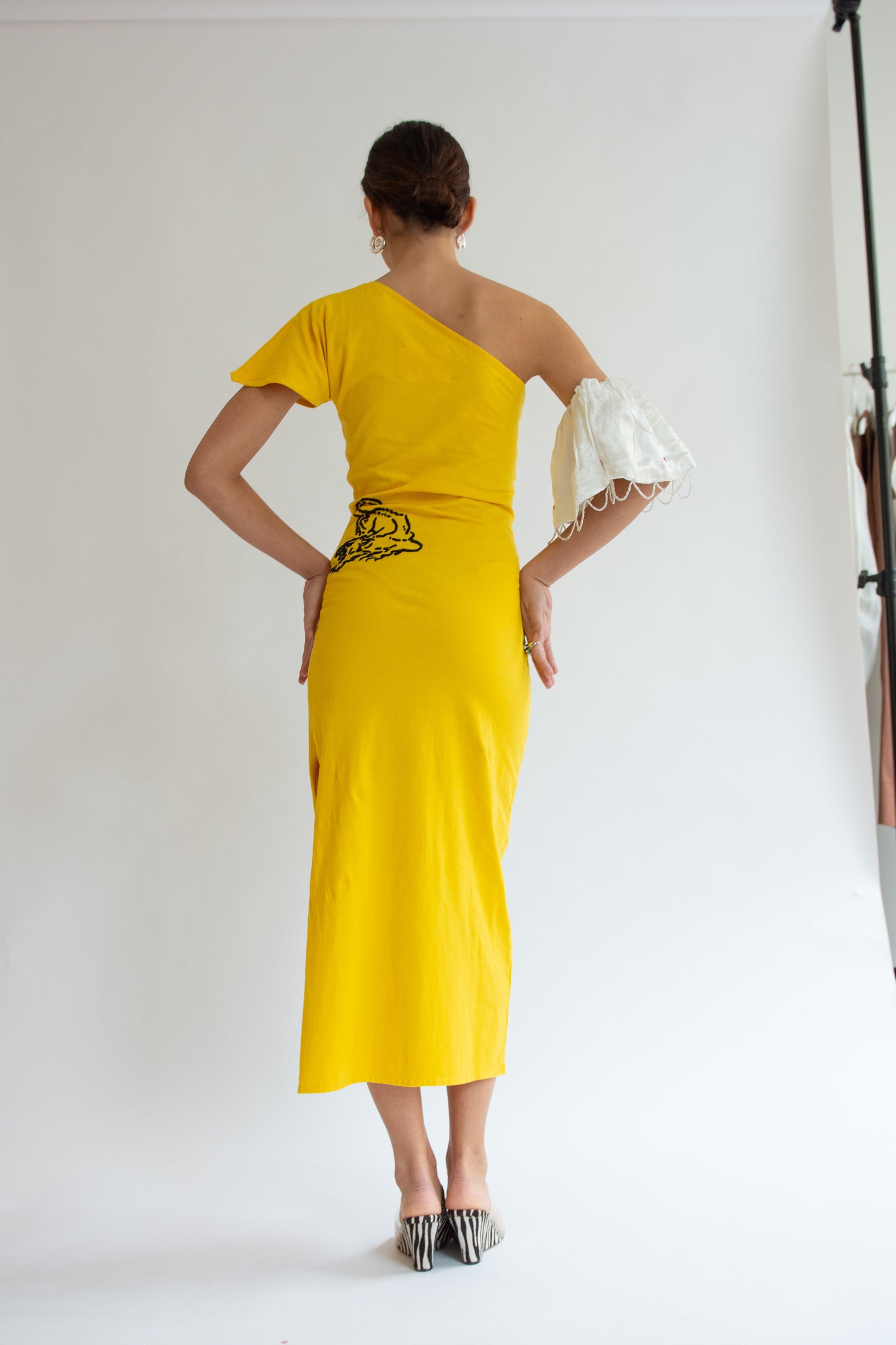 TIGRA TIGRA, T-shirt Dress with Tiger Rabari Embroidery, Yellow/Black