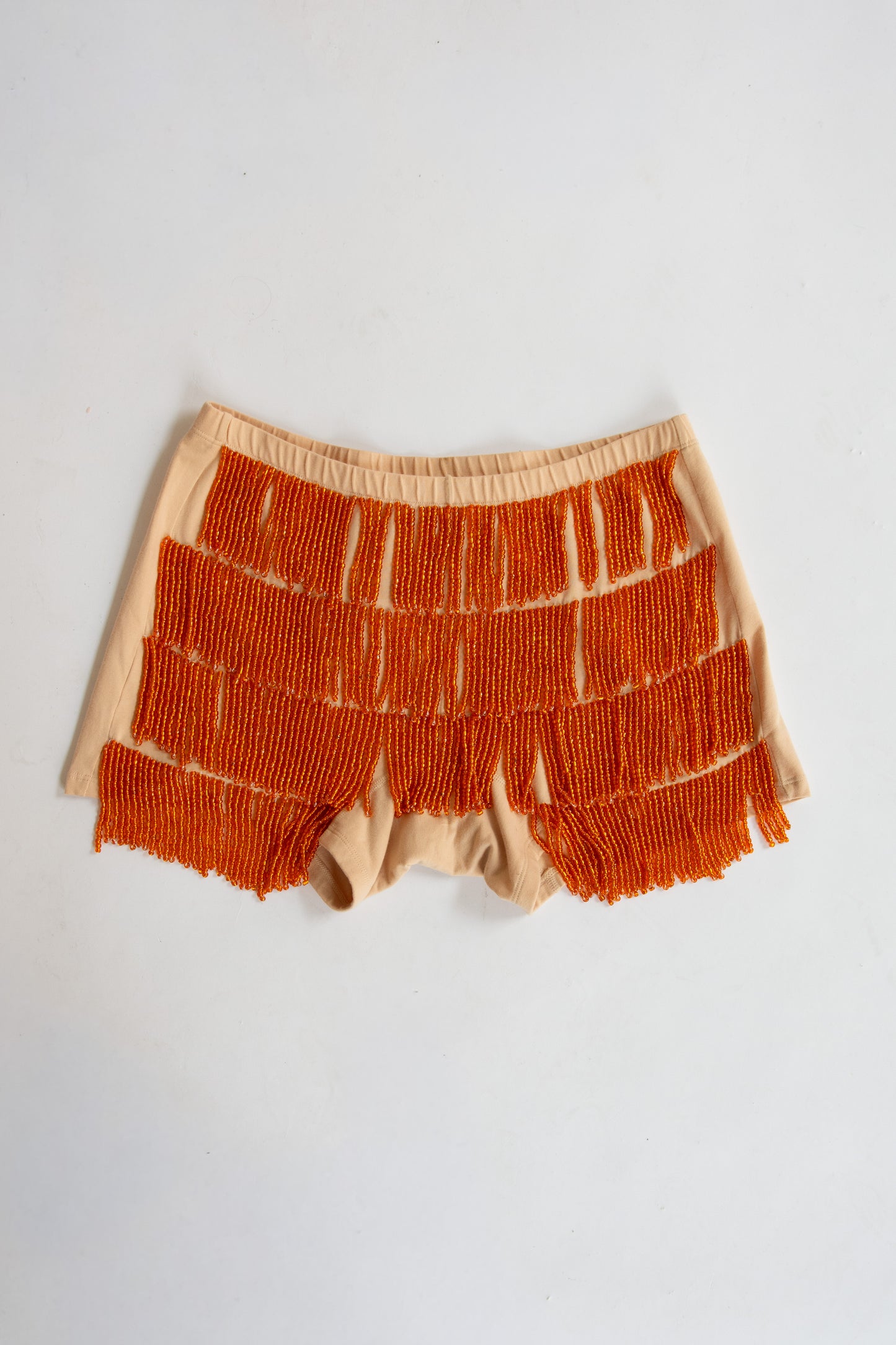 TIGRA TIGRA, Beaded Fringe Hot Short, Nude/Orange