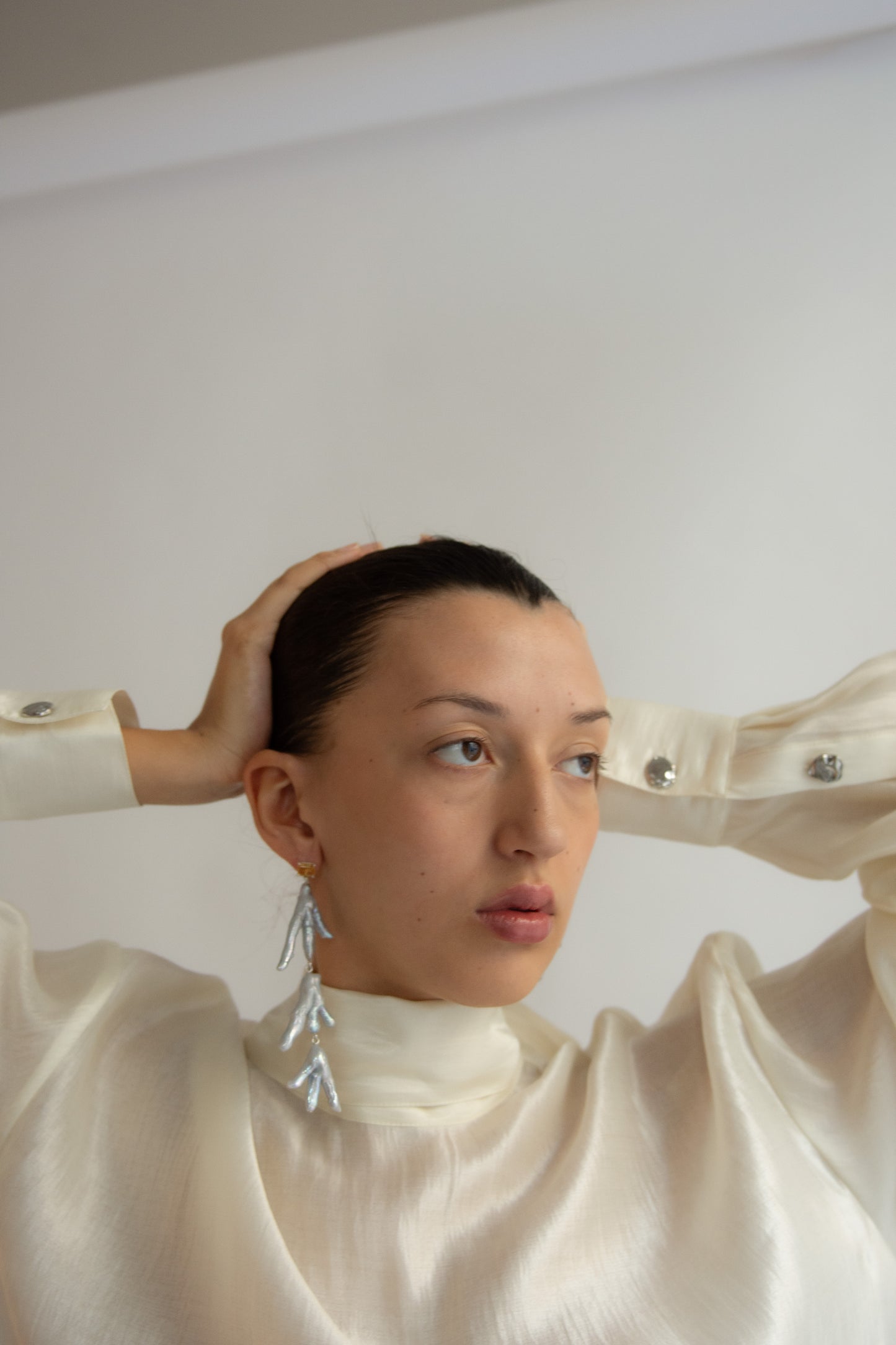 FARIS, Paw Drops Earrings, Silver/Citrine