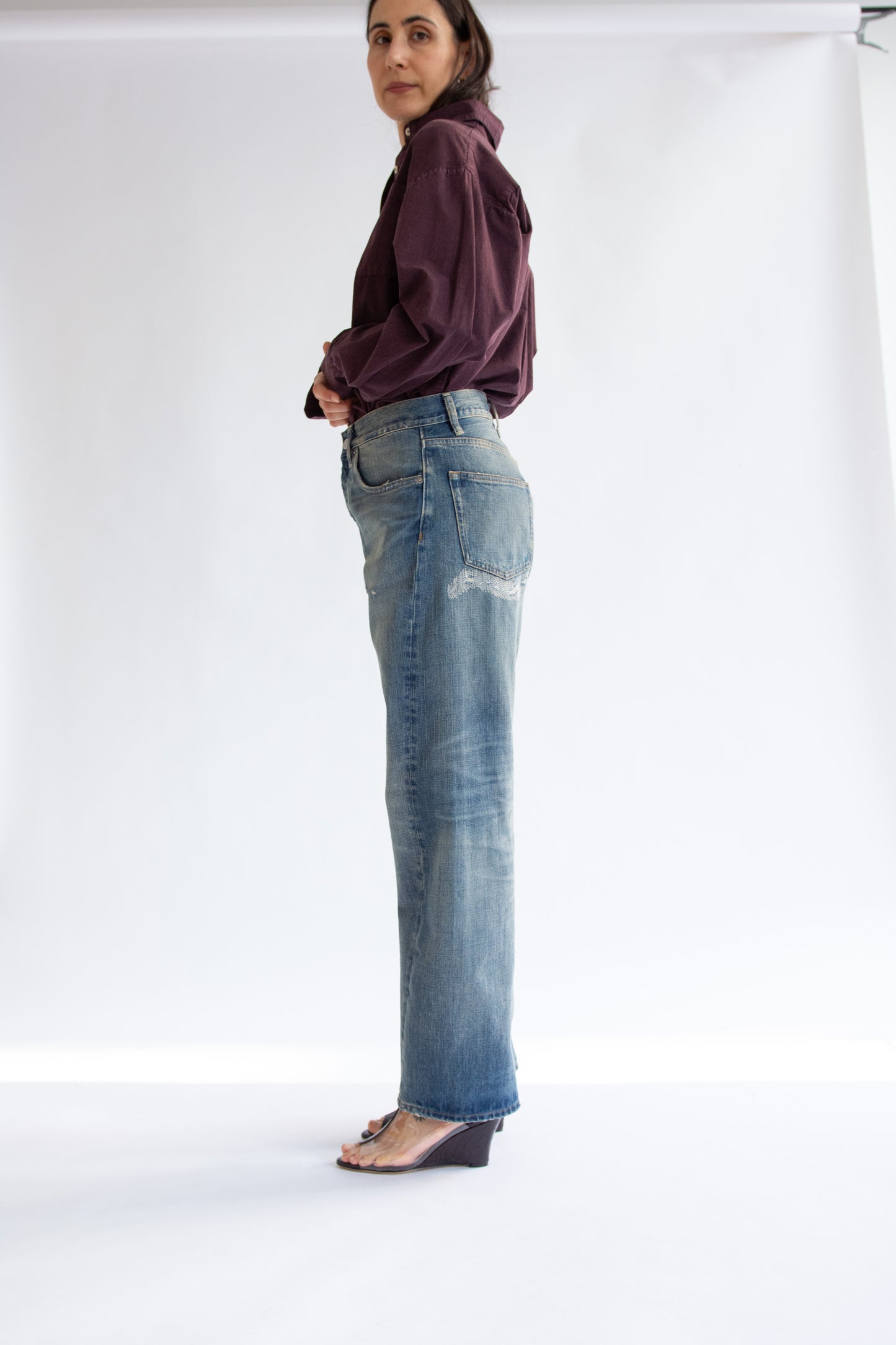 SUNFLOWER, Wide Twist Jean, Well Worn Blue