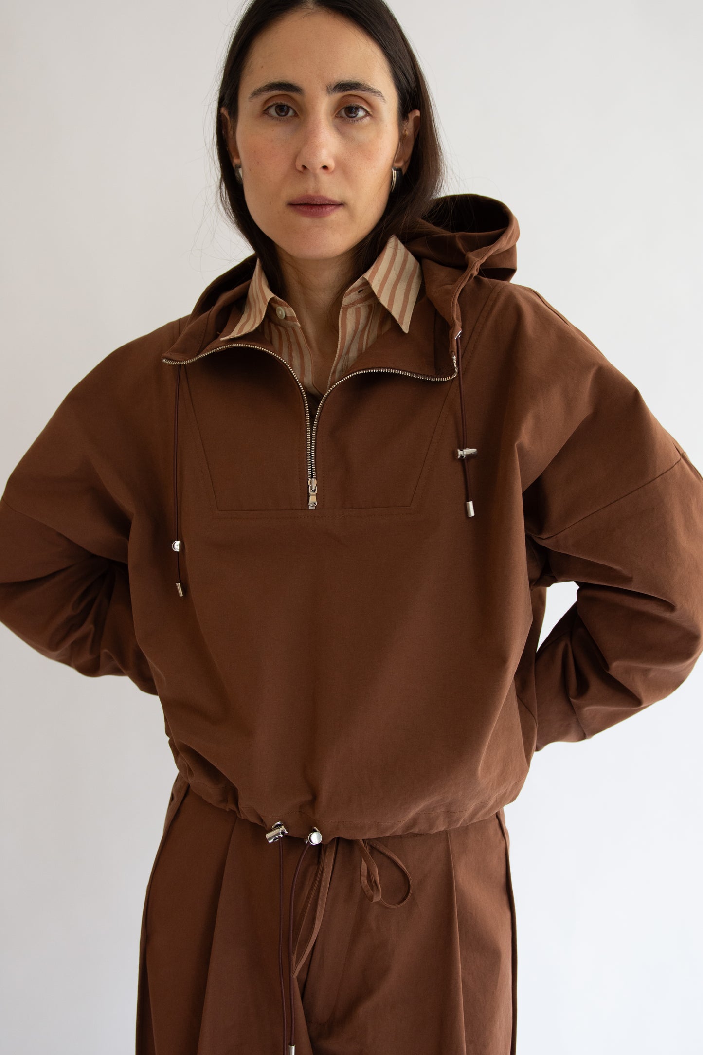 NOMIA, Zip Hooded Pullover, Russet