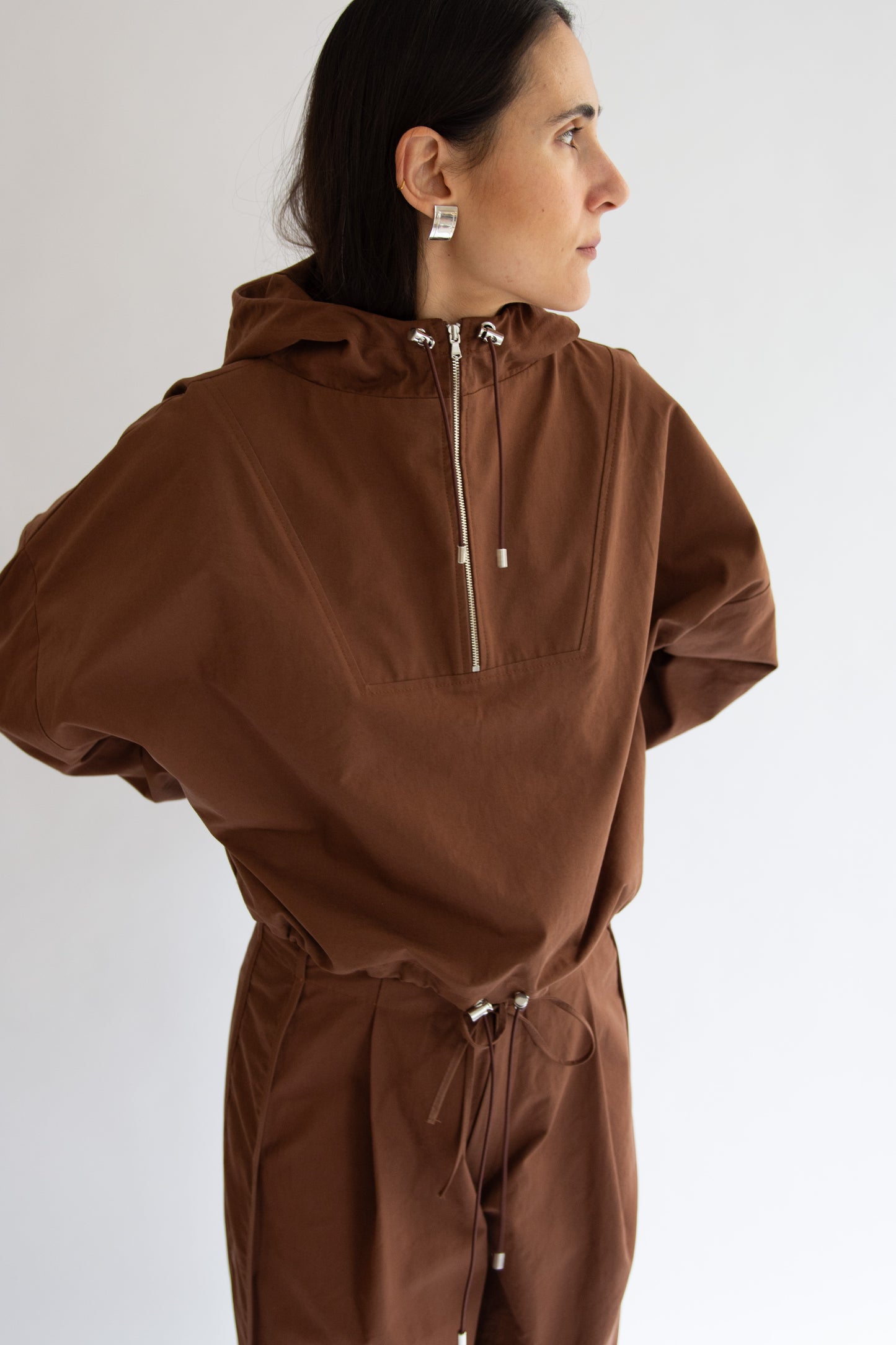 NOMIA, Zip Hooded Pullover, Russet
