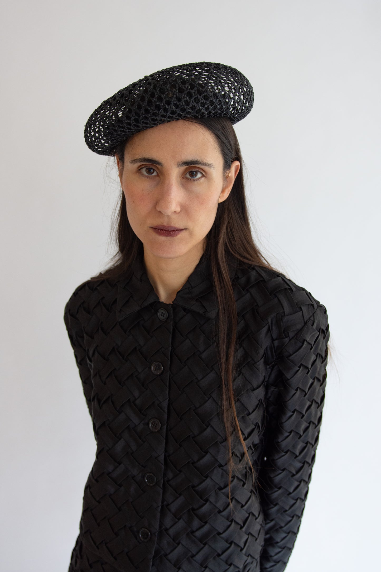 Gigi Burris, Coco Straw Beret, Black