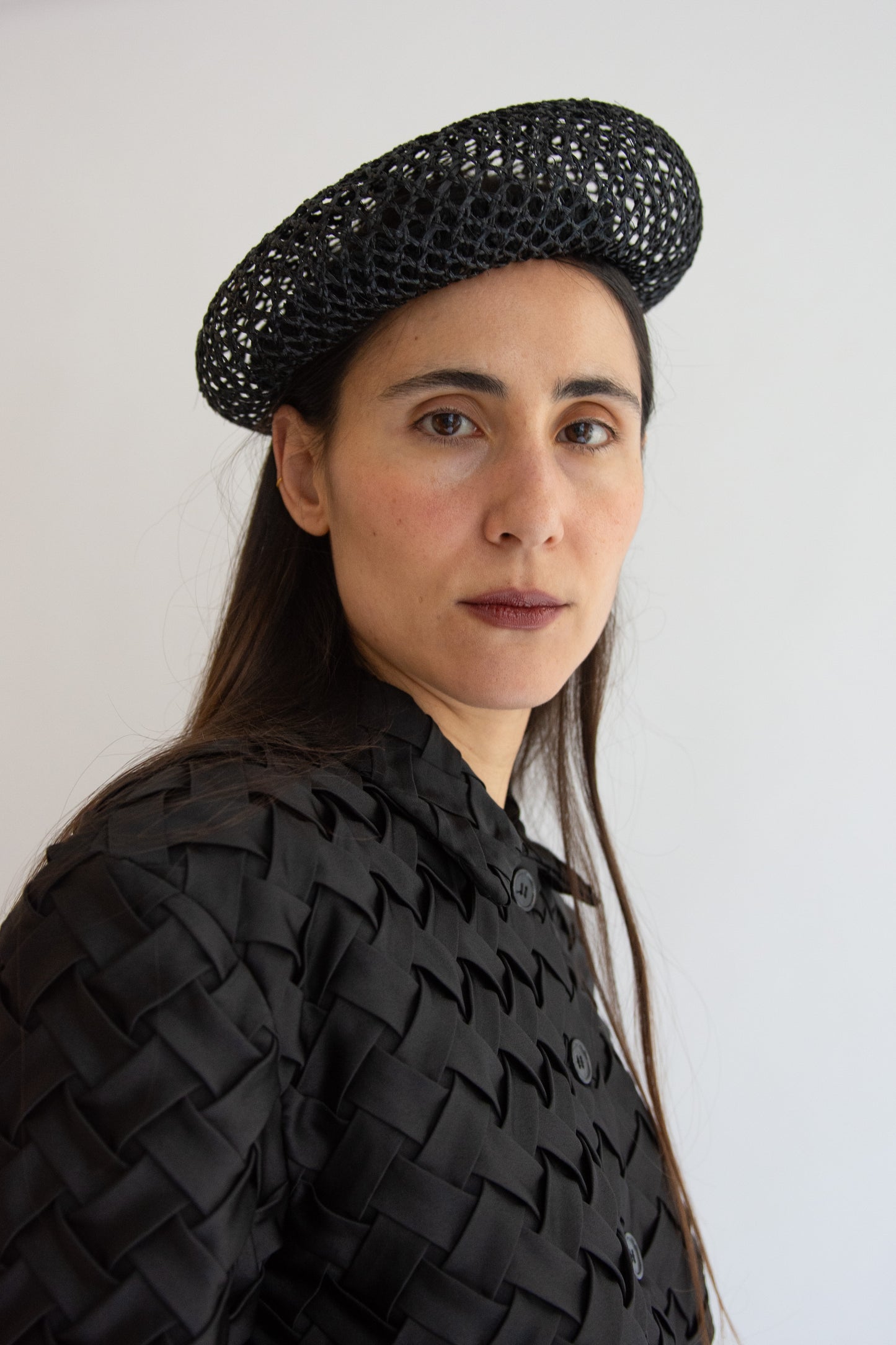 Gigi Burris, Coco Straw Beret, Black