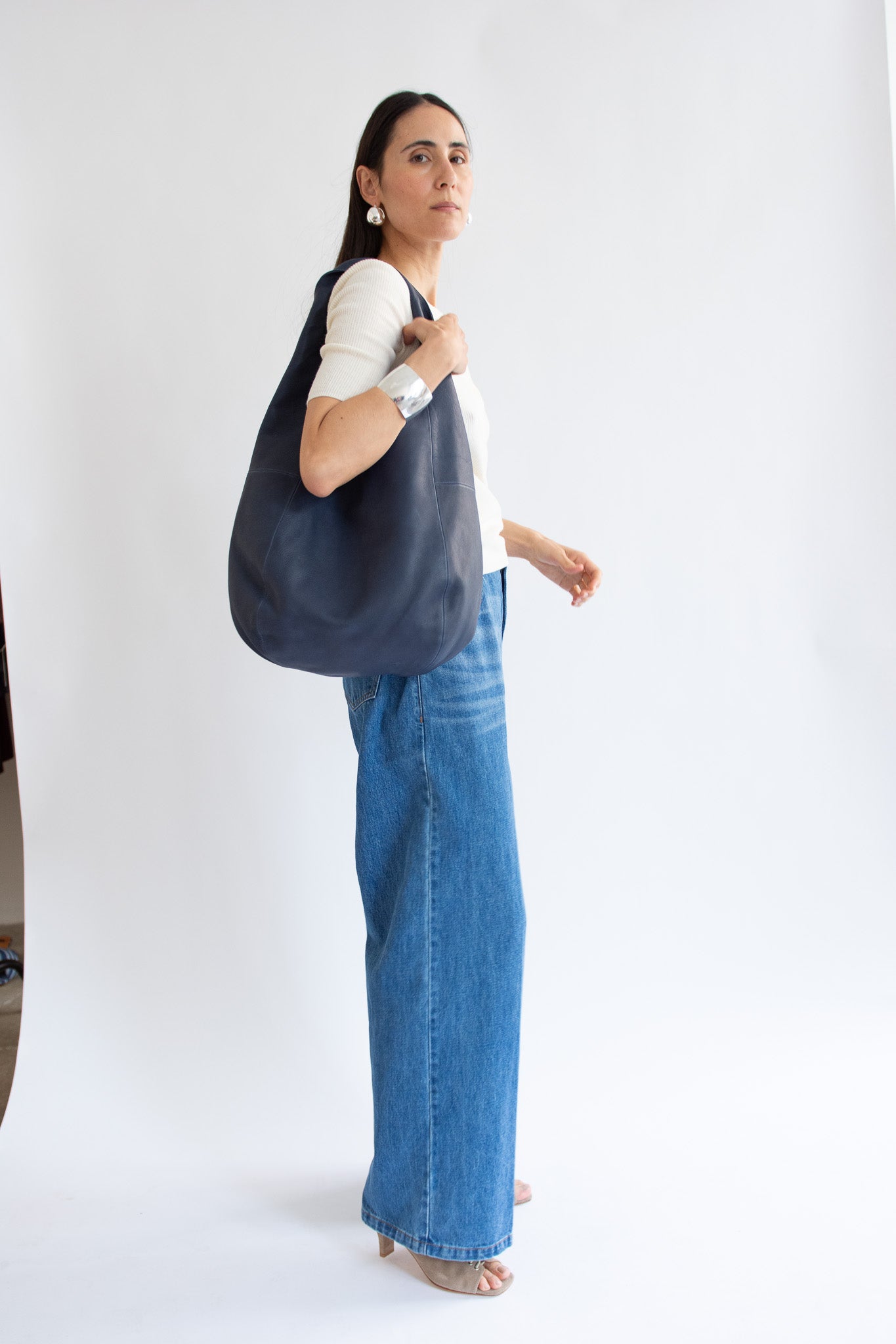 RACHEL COMEY, Harley Shoulder Bag, Waxy Leather Indigo