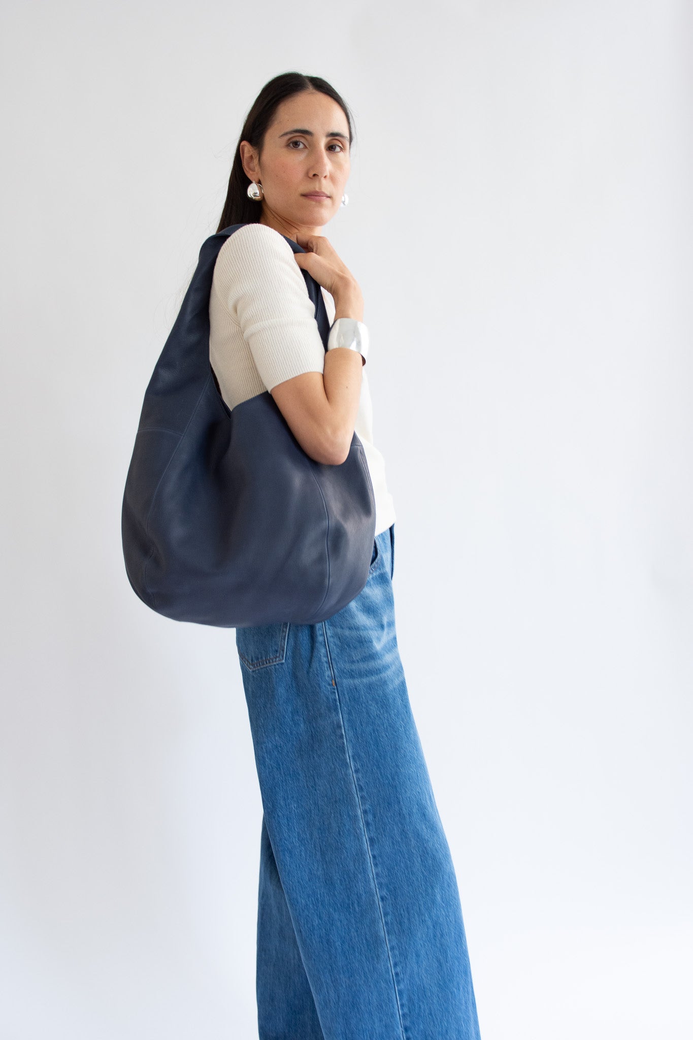 RACHEL COMEY, Harley Shoulder Bag, Waxy Leather Indigo