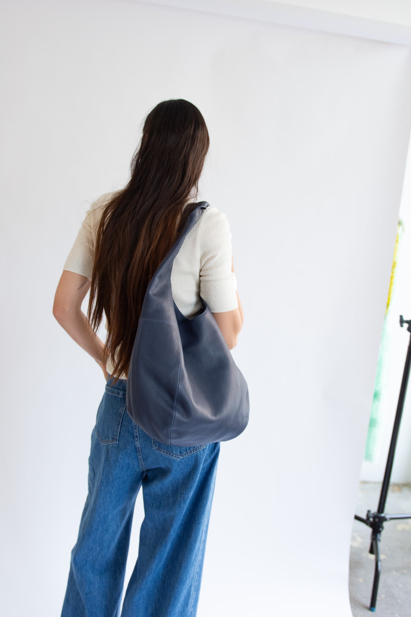 RACHEL COMEY, Harley Shoulder Bag, Waxy Leather Indigo