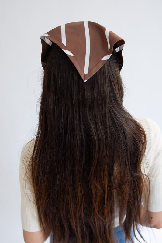 MR. LARKIN, Wilma Triangle Scarf, Brown Stripe