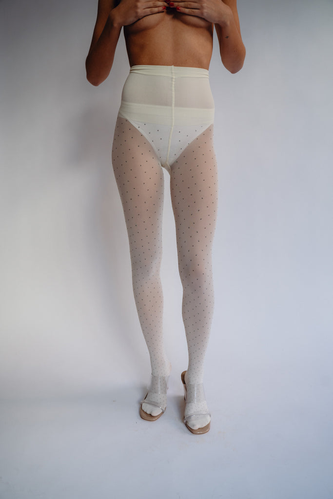 SWEDISH STOCKINGS, Eira Petite Dots Tights, Ivory