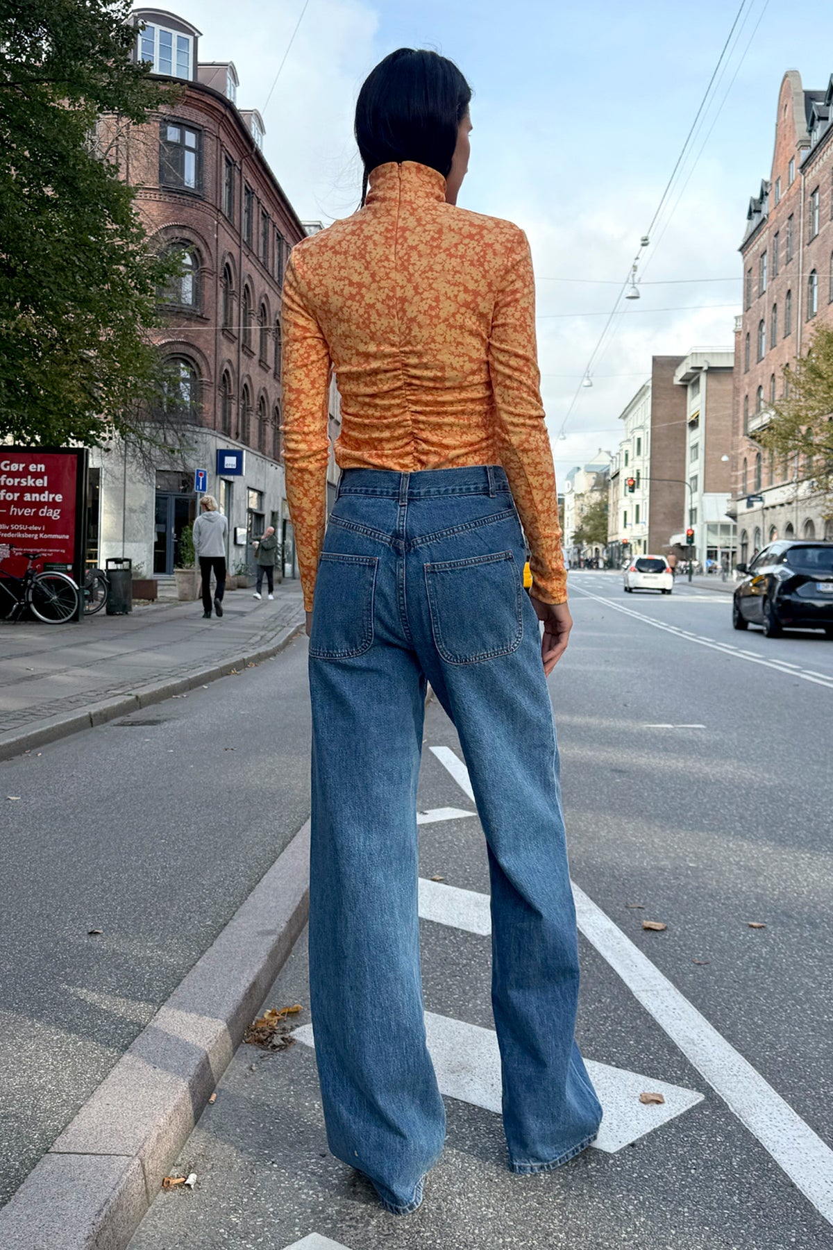 NOMIA, Shirred Long Sleeve Turtleneck, Mandarin Floral