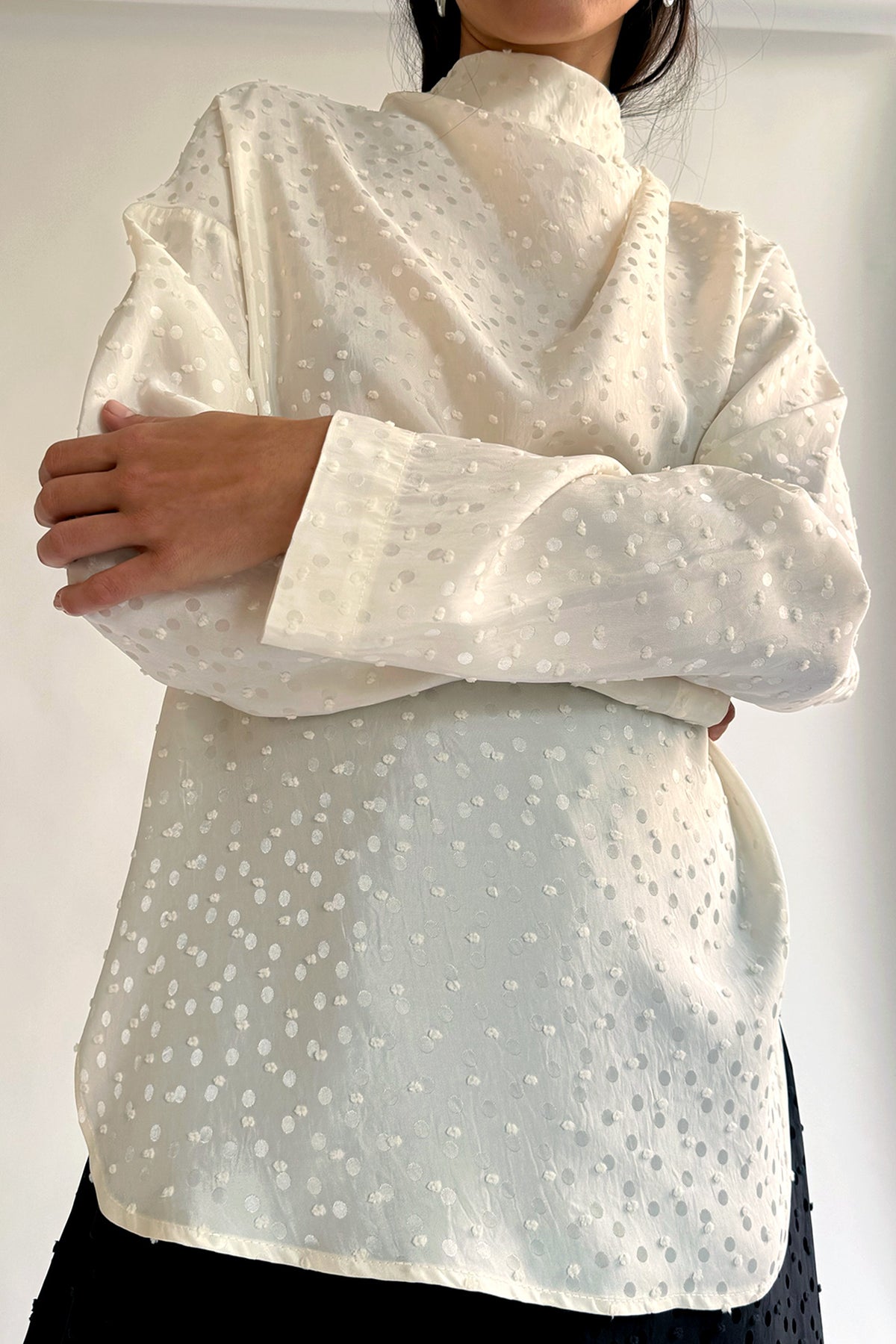 NOMIA, Asymmetric Cowl Shirt, White