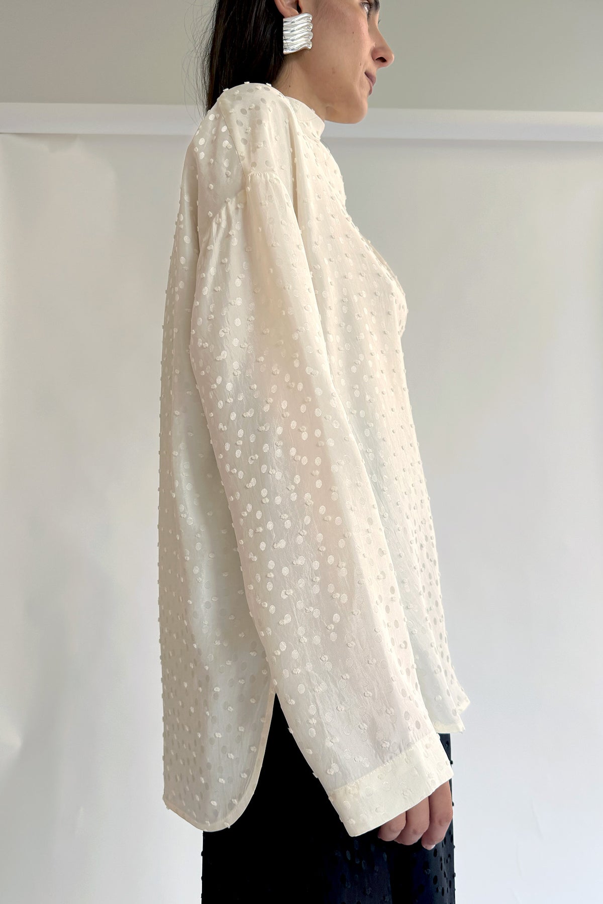 NOMIA, Asymmetric Cowl Shirt, White