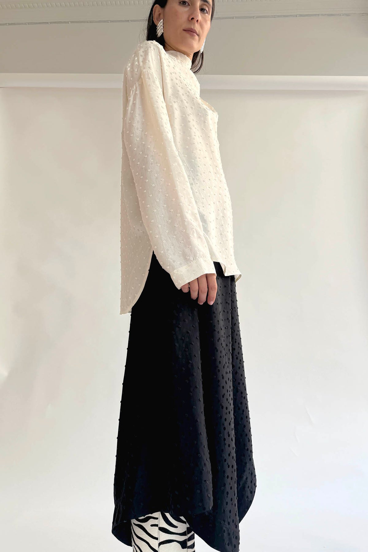 NOMIA, Asymmetric Cowl Shirt, White