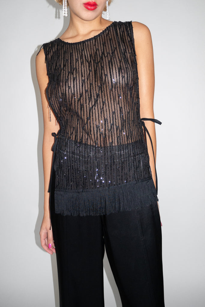 MR. LARKIN, Venus Sequin Vest, Black (PRE ORDER)