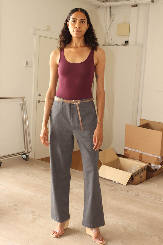 SUNFLOWER, Wide Twist Trouser, Light Grey Melange