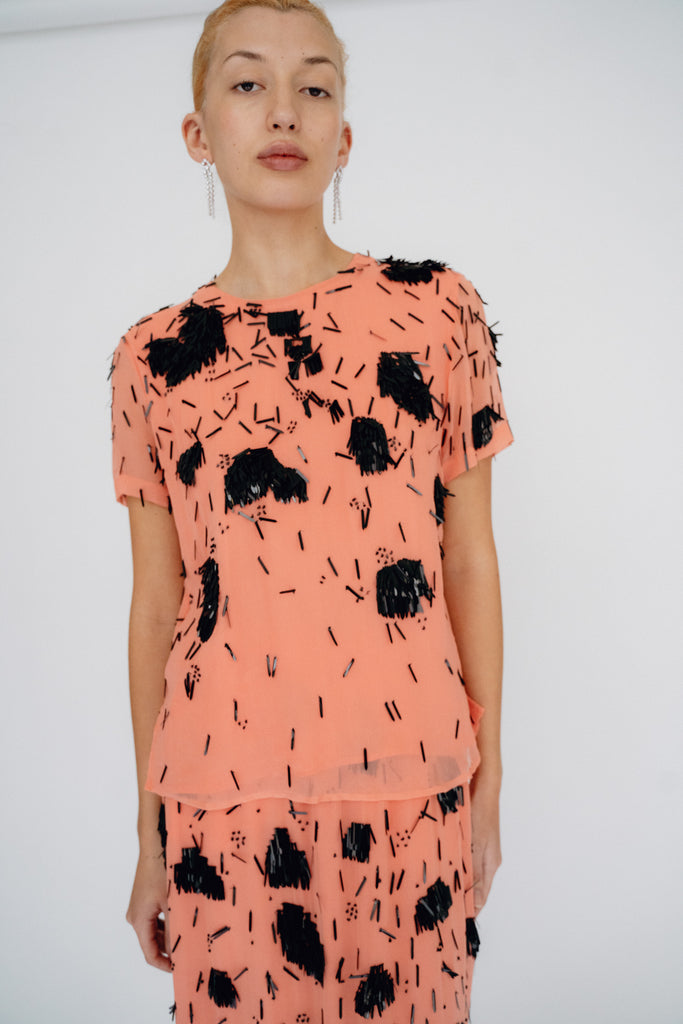 RACHEL COMEY, Delmara Top, Coral/Black