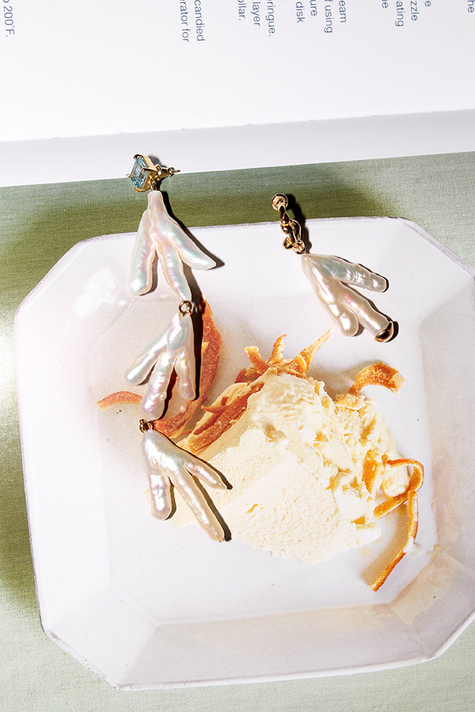 FARIS, Paw Drops Earrings, Gold Plate Bronze/ Topaz