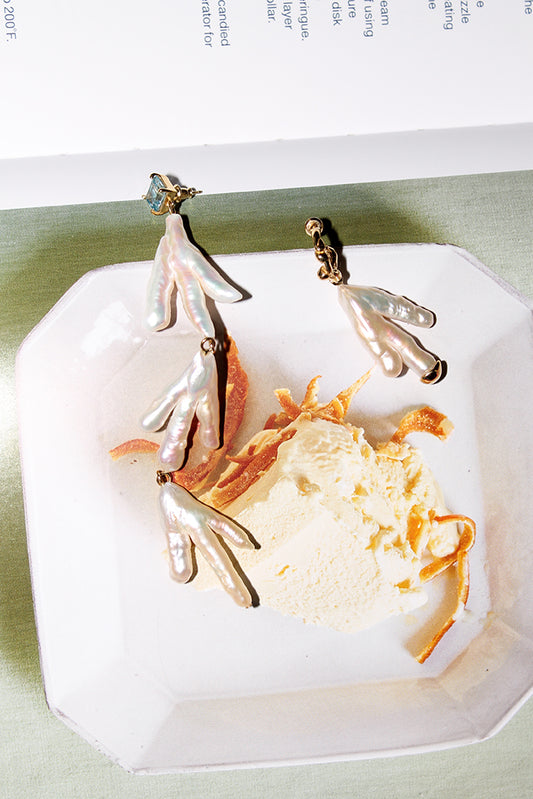 FARIS, Paw Drops Earrings, Gold Plate Bronze/ Topaz