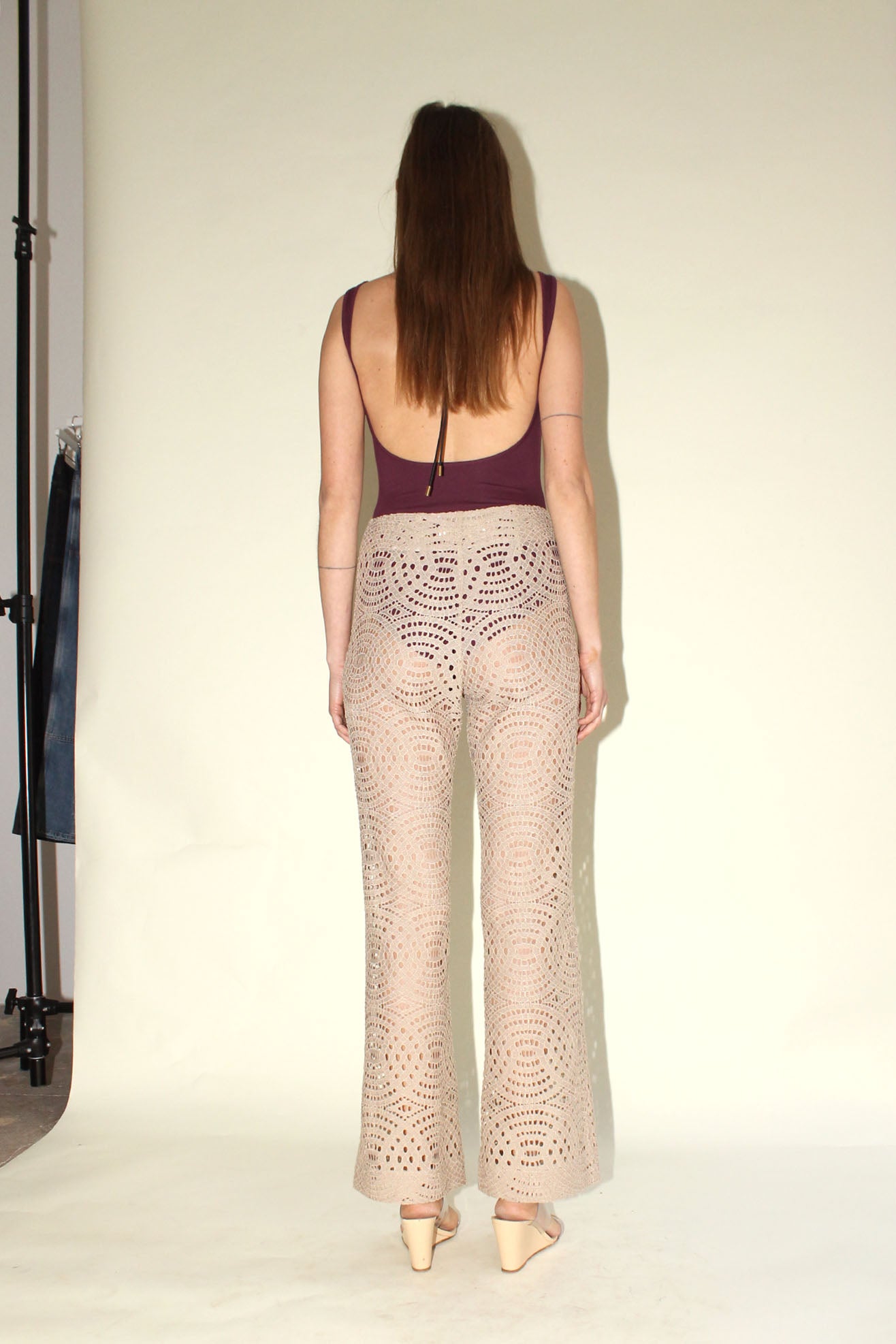 MR. LARKIN, Annie Lace Pant, Geometric Lace, Taupe