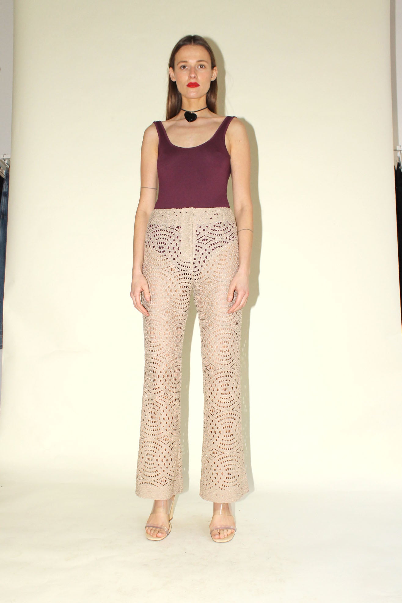 MR. LARKIN, Annie Lace Pant, Geometric Lace, Taupe