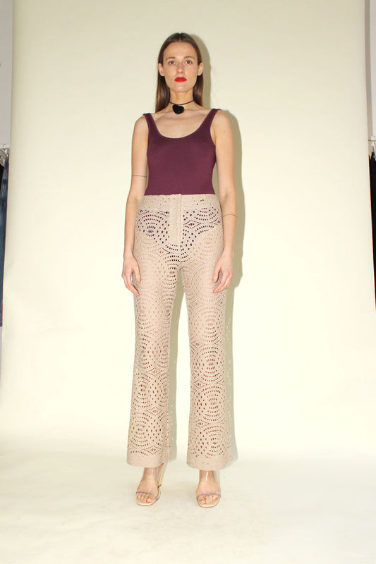 MR. LARKIN, Annie Lace Pant, Geometric Lace, Taupe