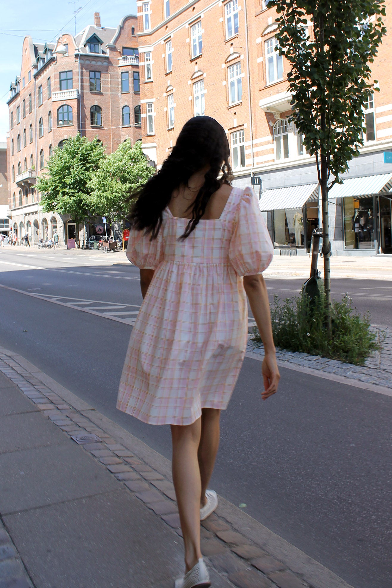 MR LARKIN, Olivia Dress, Pink Plaid, Back 02