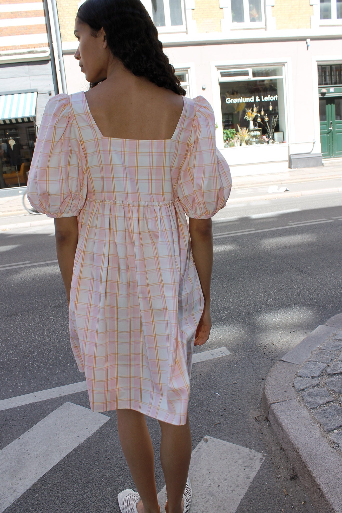 MR LARKIN, Olivia Dress, Pink Plaid, Back