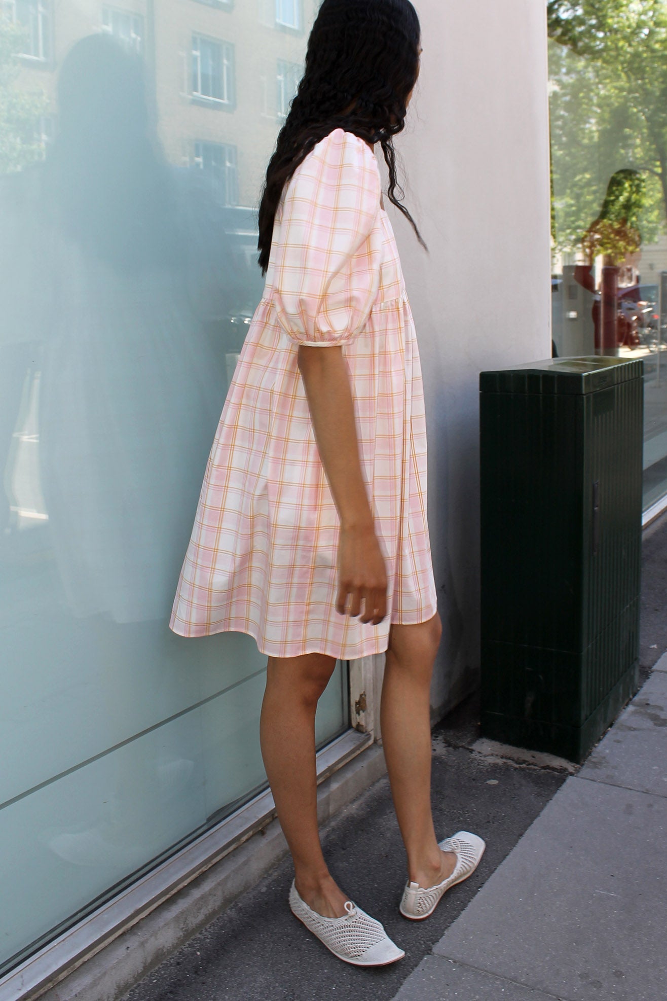 MR LARKIN, Olivia Dress, Pink Plaid, Side