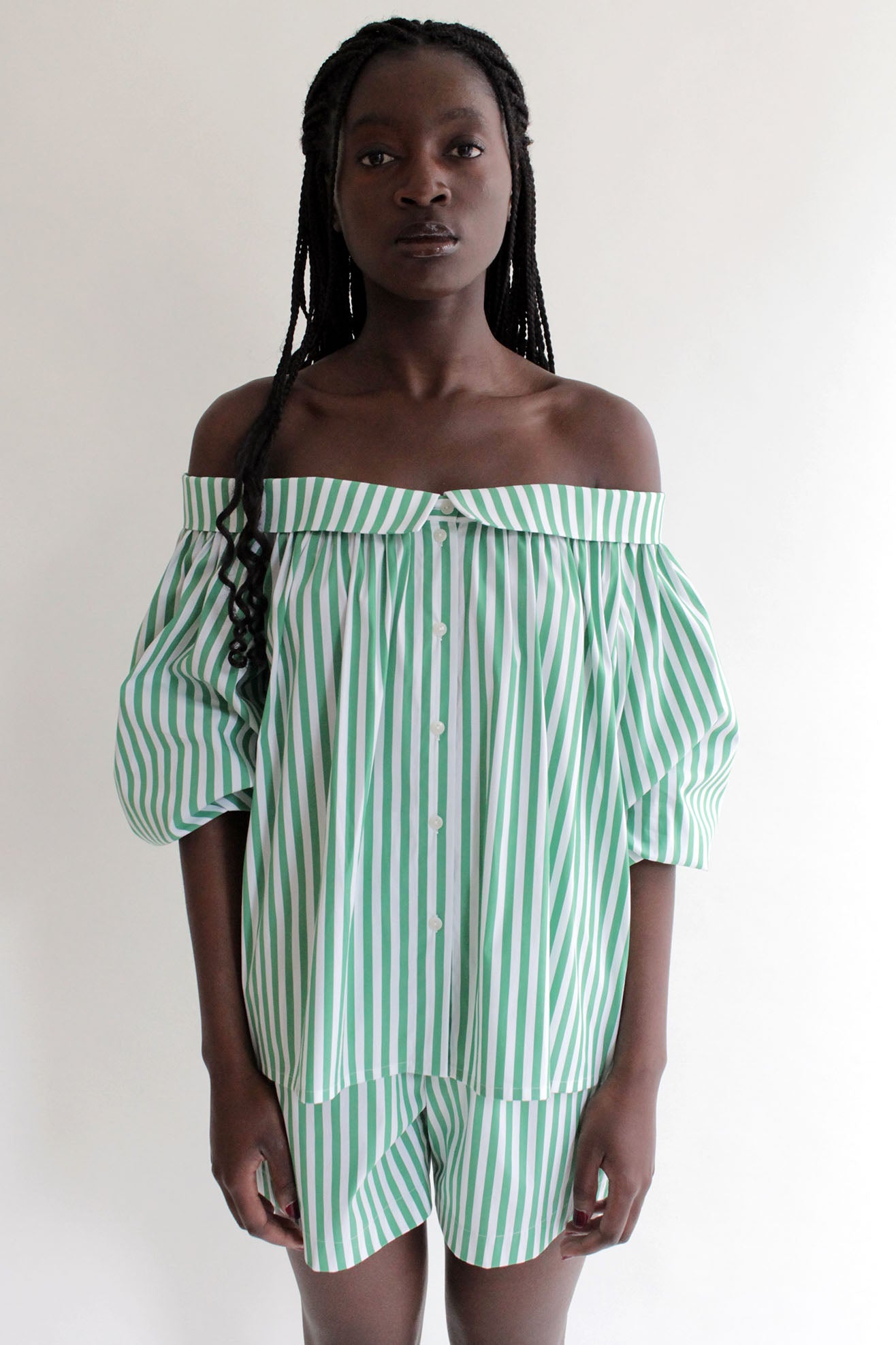 MR LARKIN, Sutton Top, Green Stripe