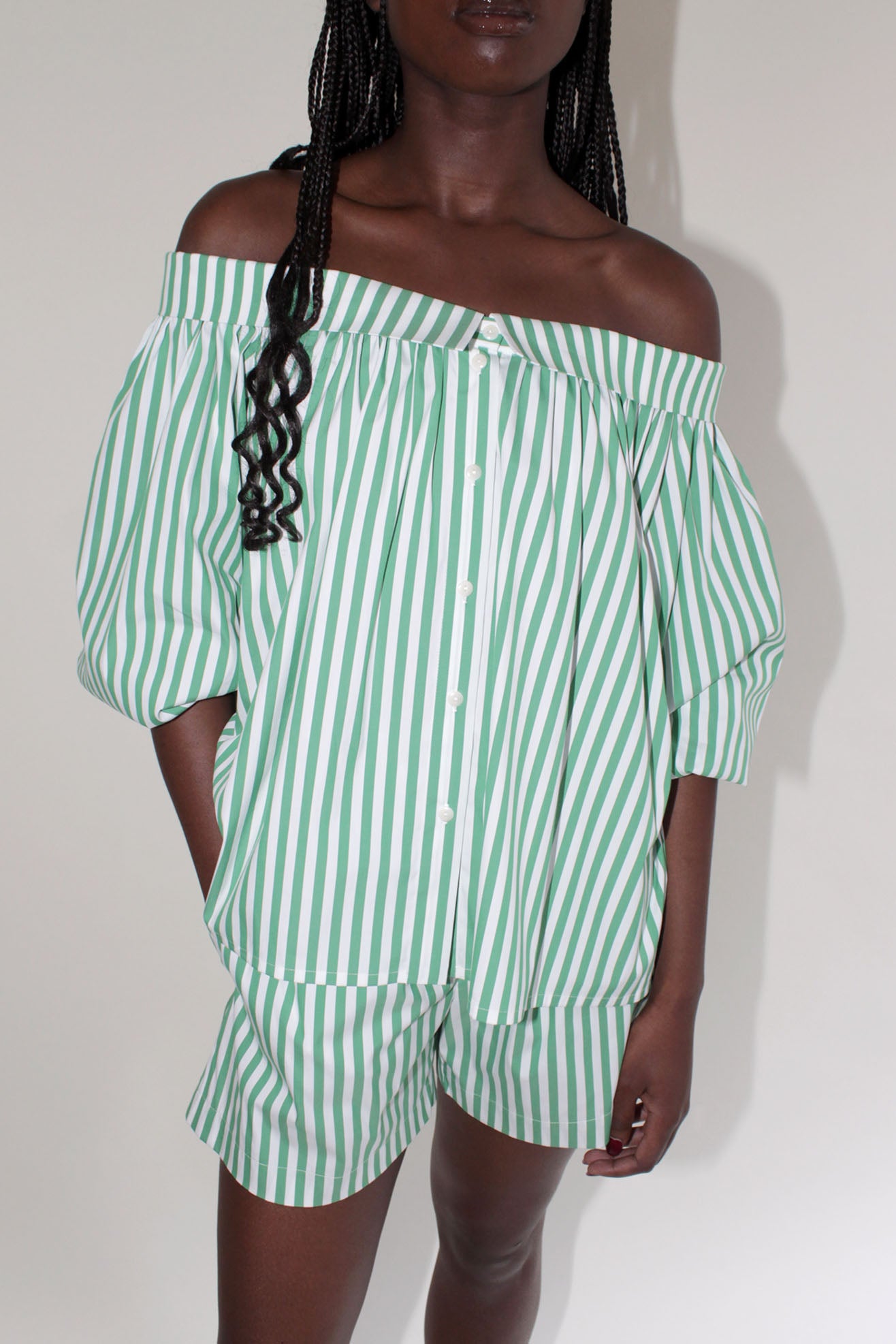 MR LARKIN, Sutton Top, Green Stripe