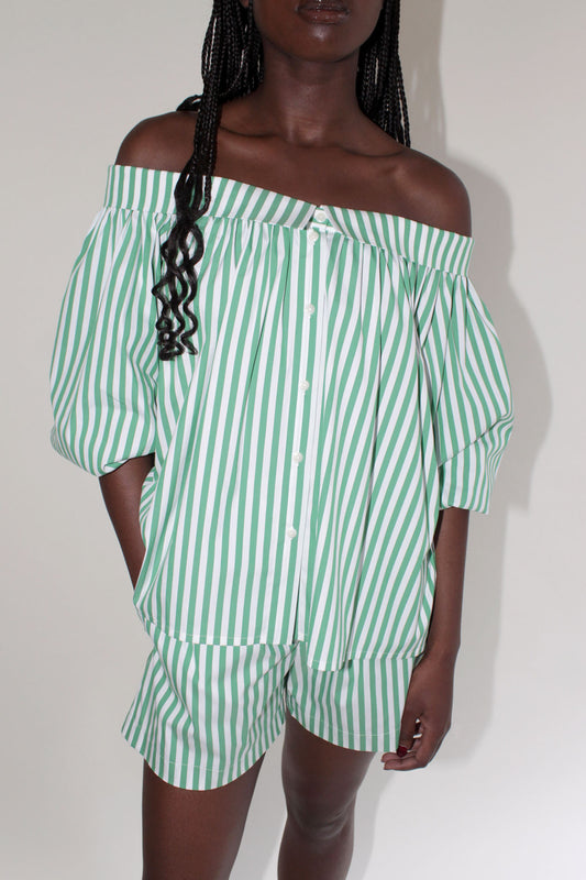 MR LARKIN, Sutton Top, Green Stripe